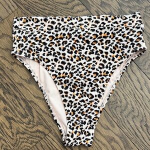 Leopard Print High-Waisted Bikini Bottoms